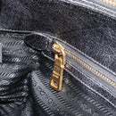 PRADA Hand Bag Leather 2way Black Gold Tone Auth 192927V-22