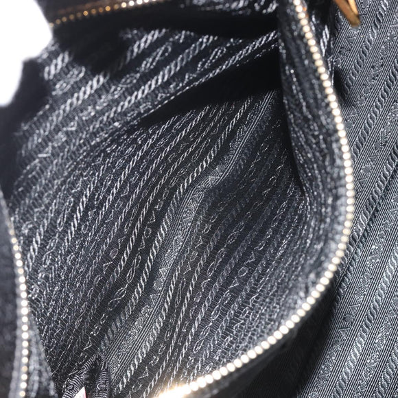 PRADA Hand Bag Leather 2way Black Gold Tone Auth 192927V