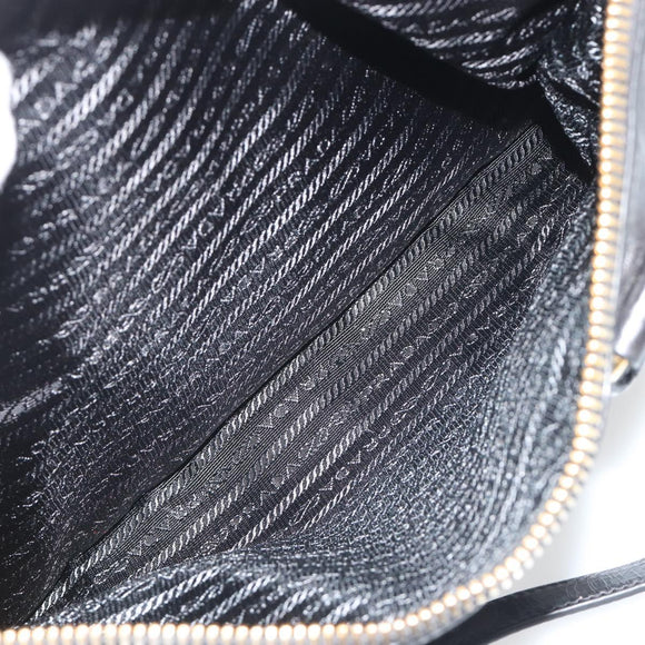 PRADA Hand Bag Leather 2way Black Gold Tone Auth 192927V