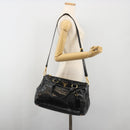 PRADA Hand Bag Leather 2way Black Gold Tone Auth 192927V-29