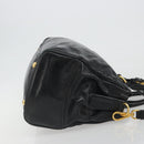 PRADA Hand Bag Leather 2way Black Gold Tone Auth 192927V-4