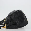 PRADA Hand Bag Leather 2way Black Gold Tone Auth 192927V-5