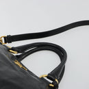 PRADA Hand Bag Leather 2way Black Gold Tone Auth 192927V-8