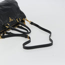PRADA Hand Bag Leather 2way Black Gold Tone Auth 192927V-9