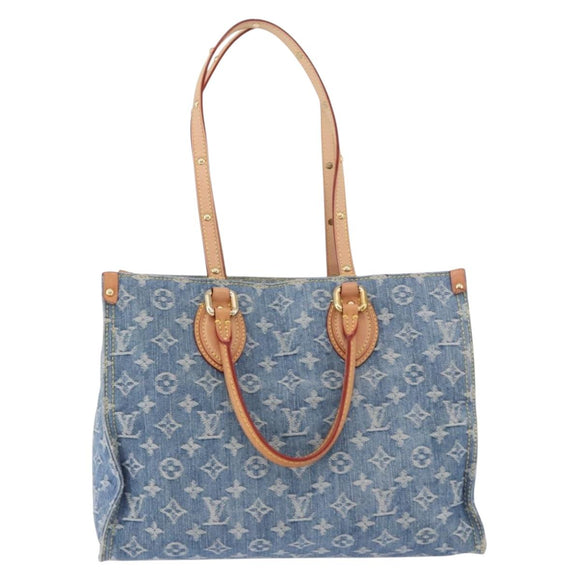 LOUIS VUITTON Monogram Denim On The Go MM Hand Bag Blue M46871 LV Auth 192928SAM