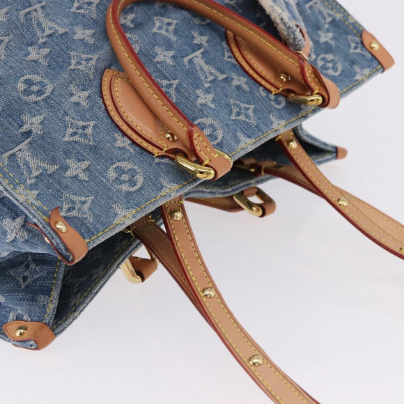 LOUIS VUITTON Monogram Denim On The Go MM Hand Bag Blue M46871 LV Auth 192928SAM