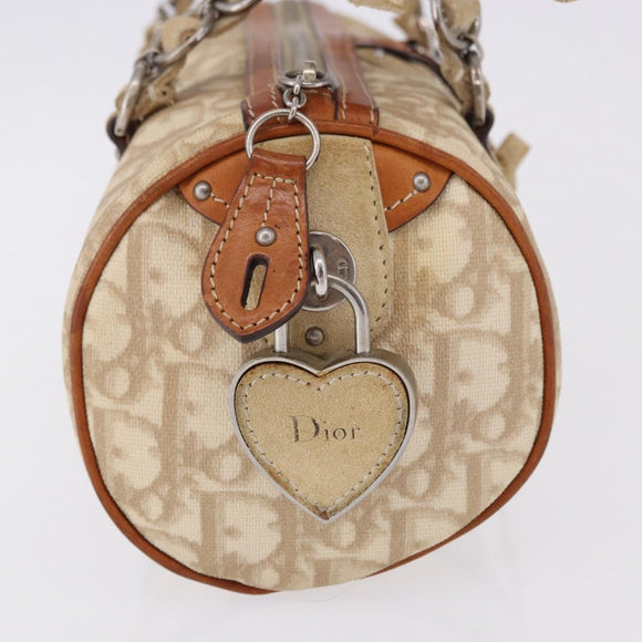 Christian Dior Trotter Romantic Chain Shoulder Bag PVC Beige Silver Auth 192931