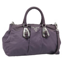 PRADA Hand Bag Nylon 2way Purple Silver Auth 192934A-1