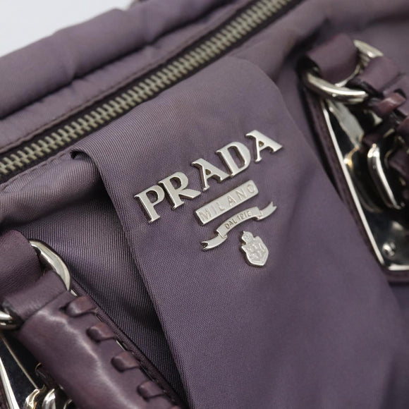 PRADA Hand Bag Nylon 2way Purple Silver Auth 192934A