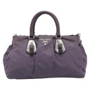 PRADA Hand Bag Nylon 2way Purple Silver Auth 192934A-2