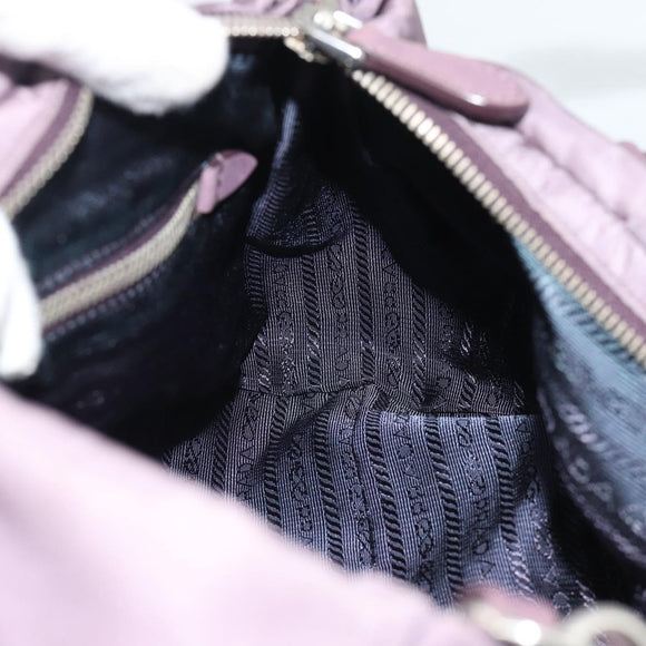 PRADA Hand Bag Nylon 2way Purple Silver Auth 192934A