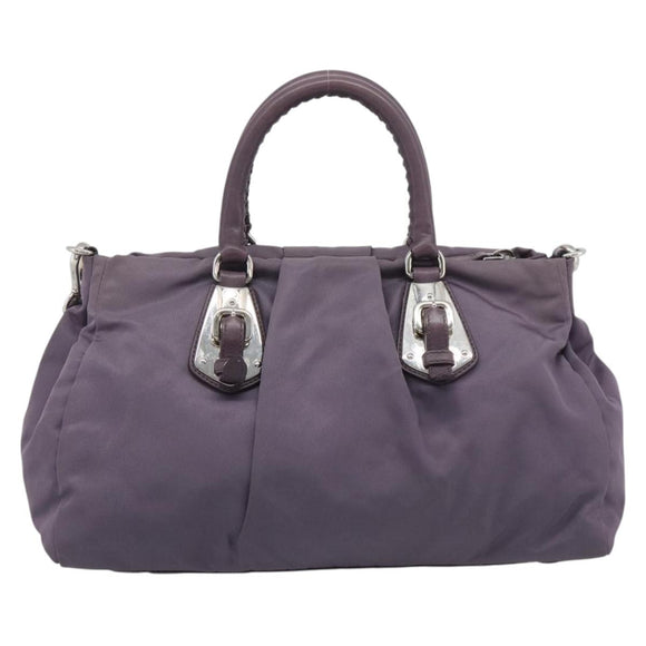 PRADA Hand Bag Nylon 2way Purple Silver Auth 192934A