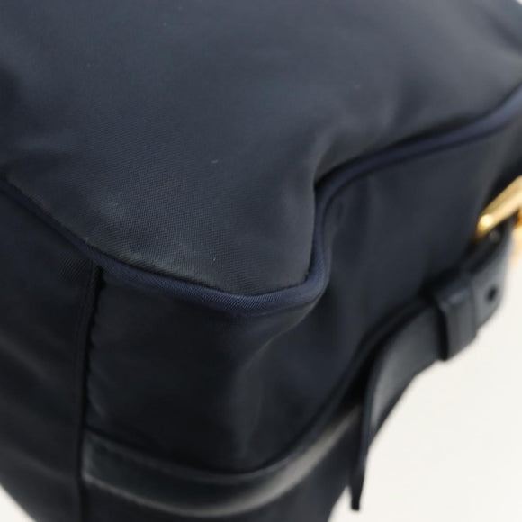 PRADA Hand Bag Nylon 2way Navy Gold Auth 192936V