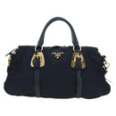 PRADA Hand Bag Nylon 2way Navy Gold Auth 192936V-2