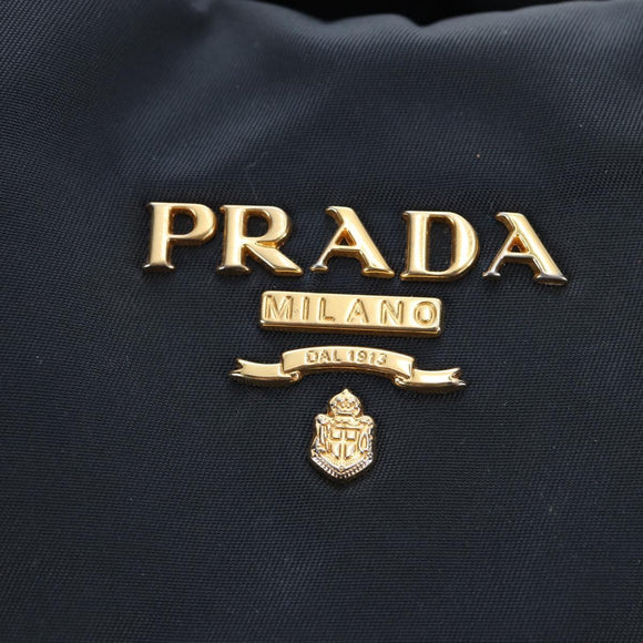 PRADA Hand Bag Nylon 2way Navy Gold Auth 192936V