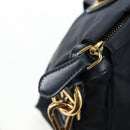PRADA Hand Bag Nylon 2way Navy Gold Auth 192936V-21