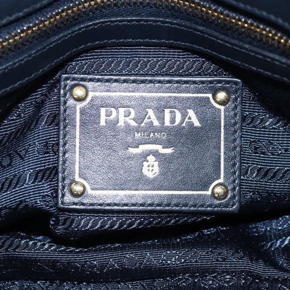 PRADA Hand Bag Nylon 2way Navy Gold Auth 192936V