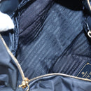 PRADA Hand Bag Nylon 2way Navy Gold Auth 192936V-23