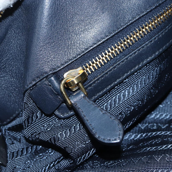 PRADA Hand Bag Nylon 2way Navy Gold Auth 192936V