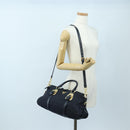 PRADA Hand Bag Nylon 2way Navy Gold Auth 192936V-29
