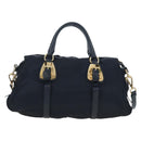 PRADA Hand Bag Nylon 2way Navy Gold Auth 192936V-3