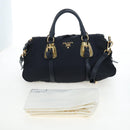PRADA Hand Bag Nylon 2way Navy Gold Auth 192936V-30