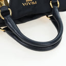 PRADA Hand Bag Nylon 2way Navy Gold Auth 192936V-7