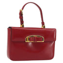 PRADA Hand Bag Leather Red Gold Auth 192949V-1