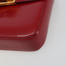 PRADA Hand Bag Leather Red Gold Auth 192949V-15