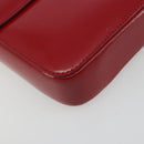PRADA Hand Bag Leather Red Gold Auth 192949V-16