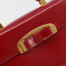 PRADA Hand Bag Leather Red Gold Auth 192949V-19