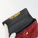 PRADA Hand Bag Leather Red Gold Auth 192949V-20