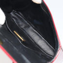 PRADA Hand Bag Leather Red Gold Auth 192949V-9