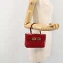 PRADA Hand Bag Leather Red Gold Auth 192949V-25