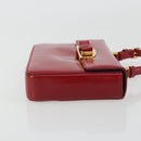 PRADA Hand Bag Leather Red Gold Auth 192949V-3