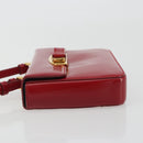 PRADA Hand Bag Leather Red Gold Auth 192949V-4