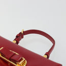 PRADA Hand Bag Leather Red Gold Auth 192949V-14