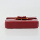 PRADA Hand Bag Leather Red Gold Auth 192949V-5