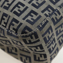 FENDI Zucchino Canvas Mamma Baguette Hand Bag Navy Silver Auth 192983V-11