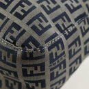 FENDI Zucchino Canvas Mamma Baguette Hand Bag Navy Silver Auth 192983V-13
