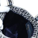 FENDI Zucchino Canvas Mamma Baguette Hand Bag Navy Silver Auth 192983V-19