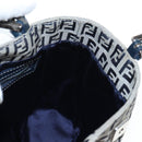 FENDI Zucchino Canvas Mamma Baguette Hand Bag Navy Silver Auth 192983V-20