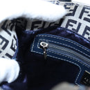 FENDI Zucchino Canvas Mamma Baguette Hand Bag Navy Silver Auth 192983V-21
