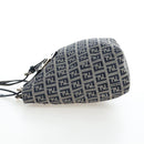FENDI Zucchino Canvas Mamma Baguette Hand Bag Navy Silver Auth 192983V-4
