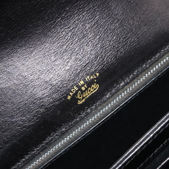 GUCCI Hand Bag Leather Black Gold 319795 Auth 192984A