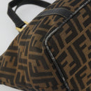 FENDI Zucca Canvas Hand Bag Black Brown Auth 192986-15