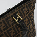 FENDI Zucca Canvas Hand Bag Black Brown Auth 192986-9