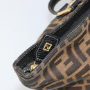 FENDI Zucca Canvas Hand Bag Black Brown Auth 192986-10