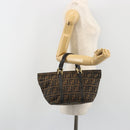 FENDI Zucca Canvas Hand Bag Black Brown Auth 192986-23