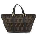 FENDI Zucca Canvas Hand Bag Black Brown Auth 192986-2